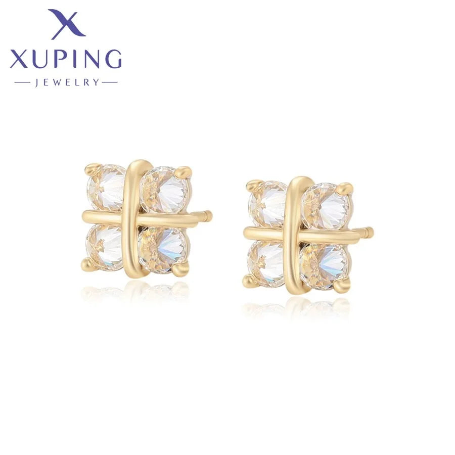 X000647831 XUPING Jewelry 14K Gold Plated Gift Copper Women Stud Earrings