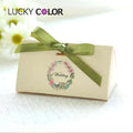 Mini Handmade Wedding Favor Ribbon Decorated Small Flower Cake Gift for Guests Matt Lamination Paper Folders Chocolate Candy