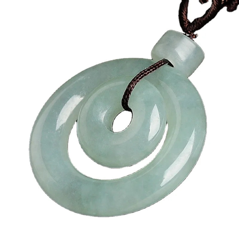 Wholesale Jadeite Natural Jade Peace Buckle Charms Jadeite Natural Crystal Round Jade Pendant Necklace Jewelry Necklace Pendant