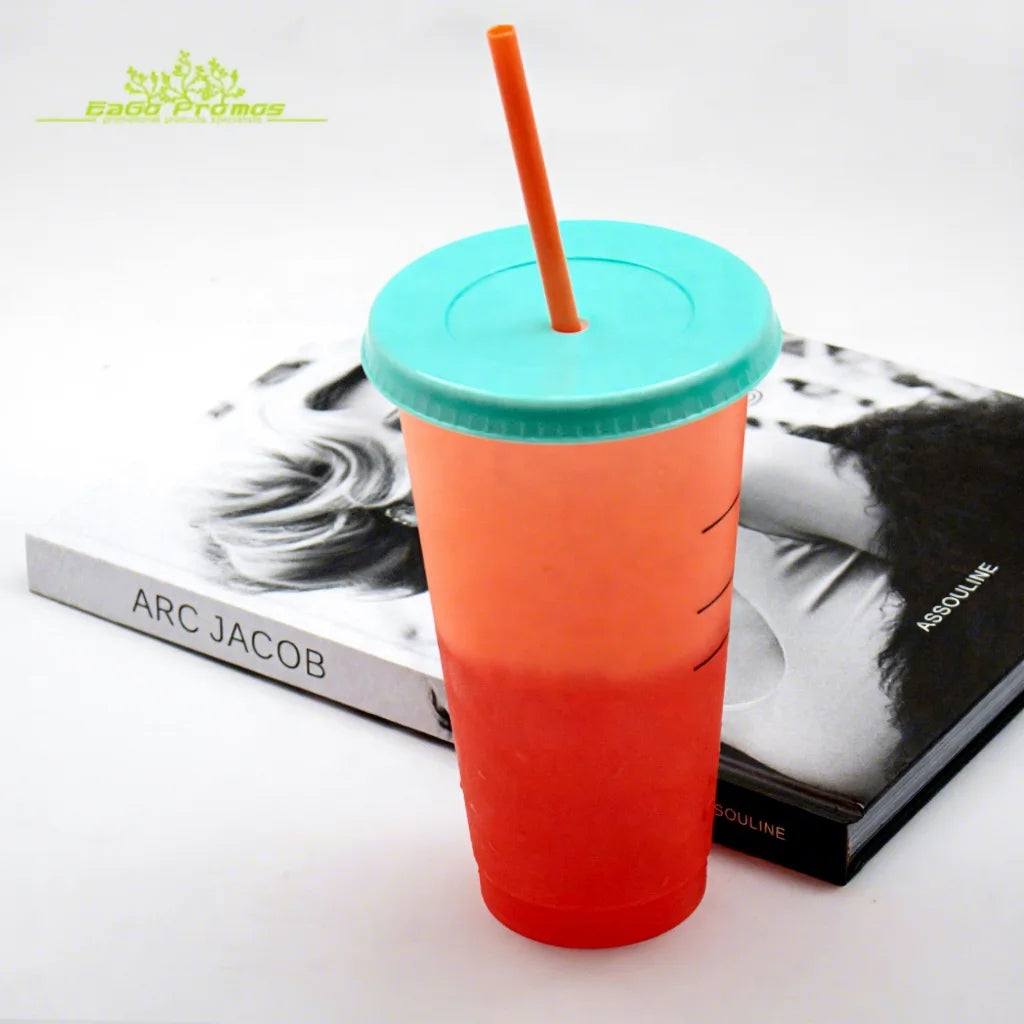 2026 Best Wholesale Reusable Temperature Change Color Plastic Tumbler Plastic Party Cup With Lid and Straw
