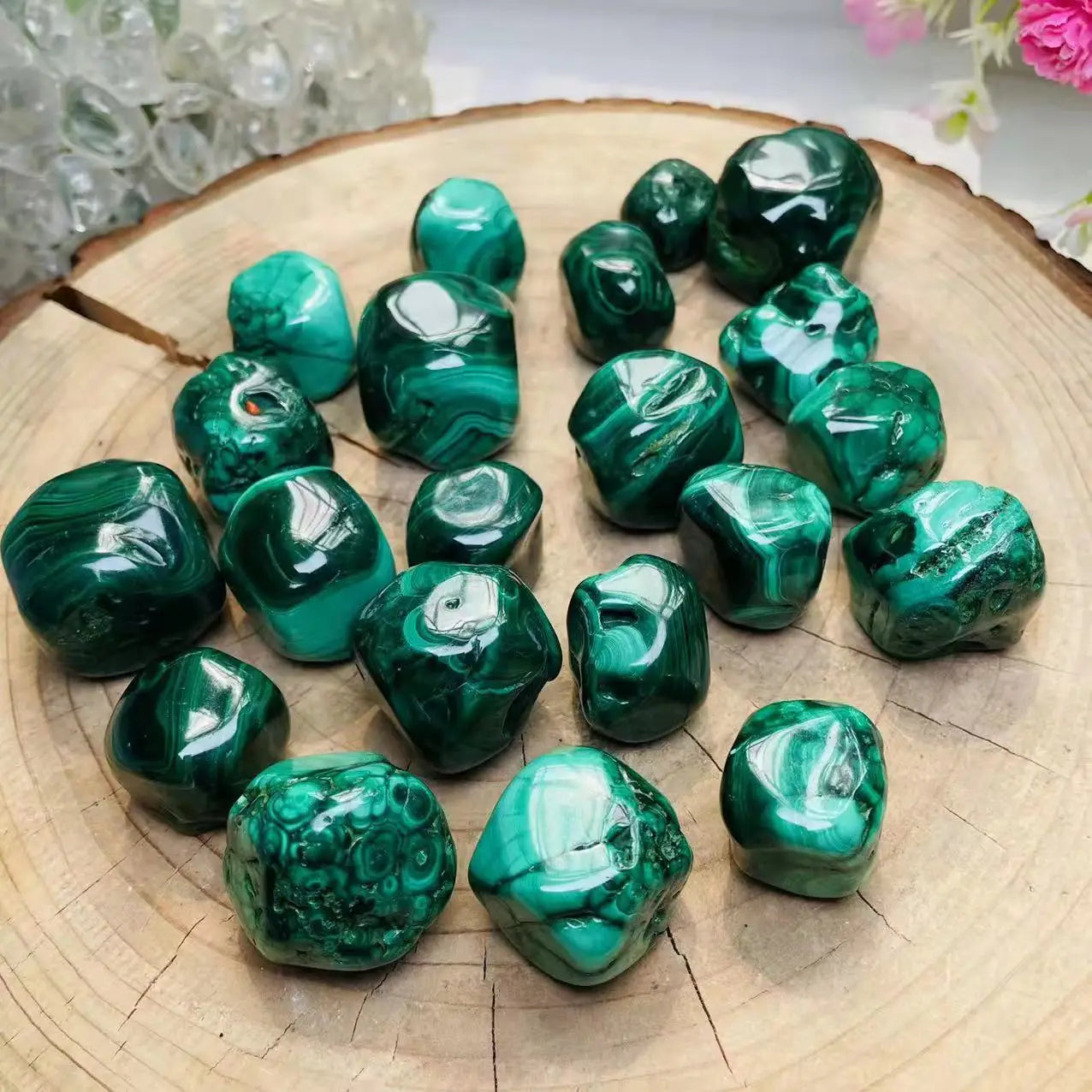 Wholesale Natural Macrobead Polished Crystals Healing Gemstones Crystal Malachite Tumble Stone