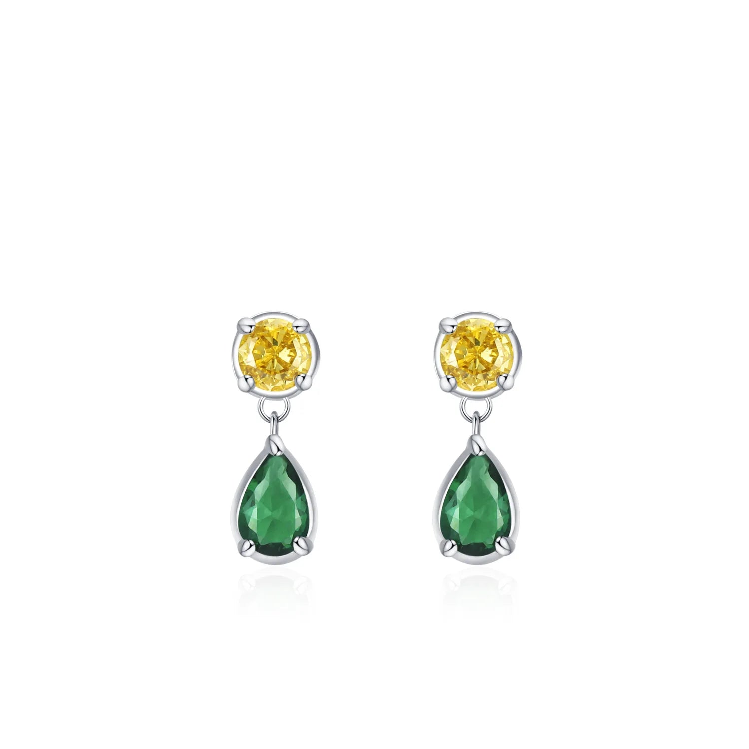 Cassic Geometric Round Earrings 925 Sterling Silver Yellow Green Zircon Earrings for Women'S Fine Jewelry Accessories
