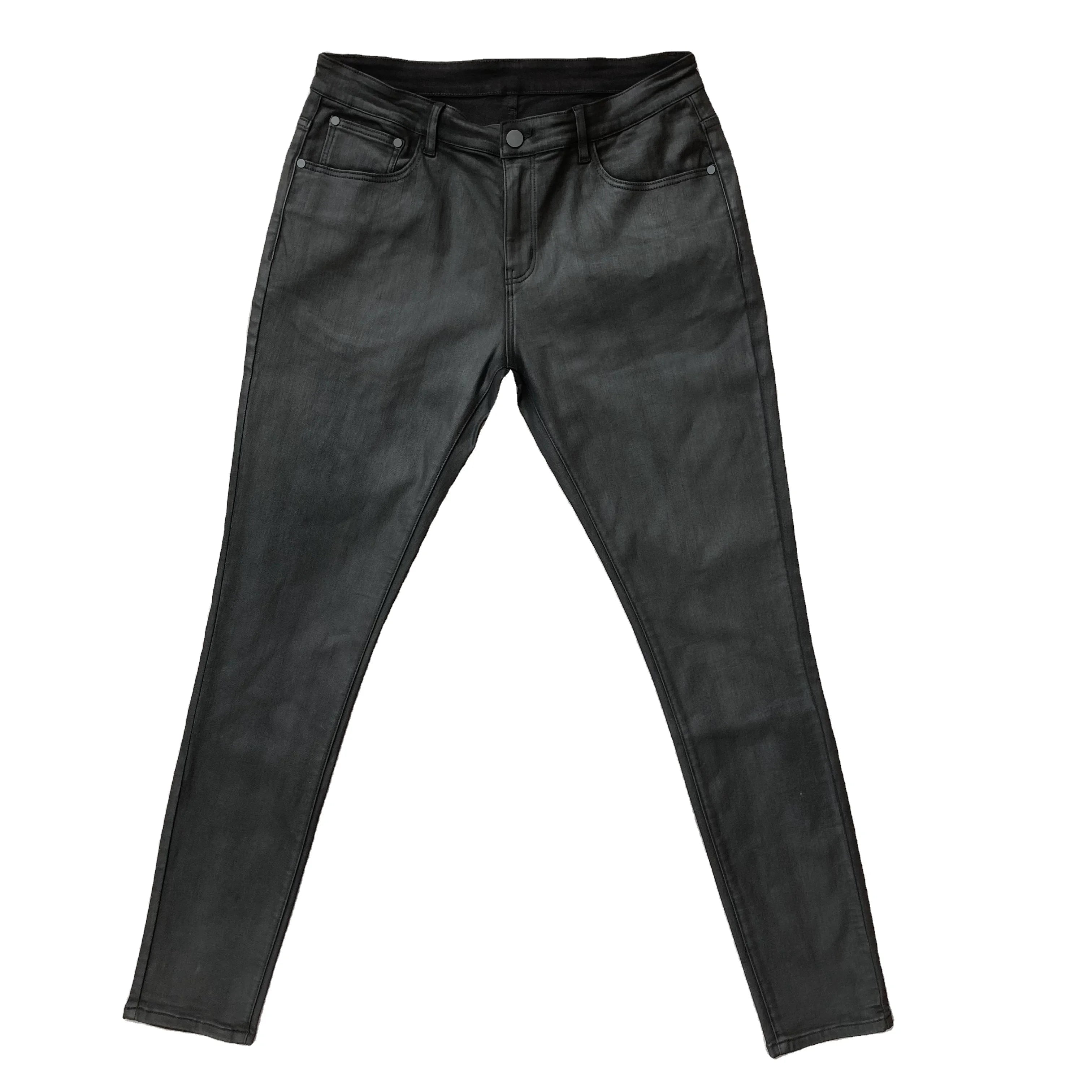 DENIMGUYS Customized Logo Men Waxed Coated Pants Straight Denim Men's Workwear Waxing Jeans