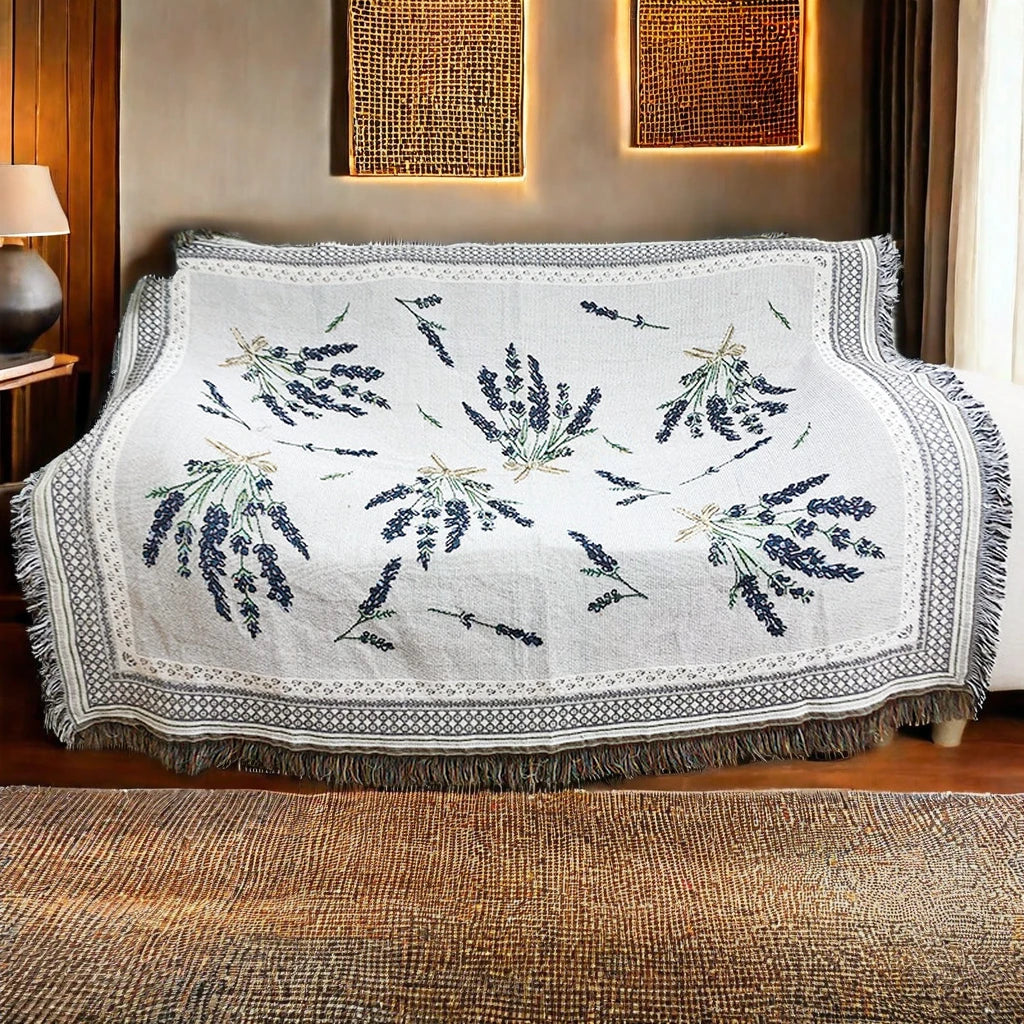 Manufacturer Woven Blanket Jacquard Woven Style Camping Travel Home Textile Allowed Custom Tapestry Blanket Floral Pattern