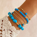 5pcs New Fashion Bohemian Beaded Elastic Bracelet Irregular Blue Natural Stone Bracelet for Women Fashion Jewelry