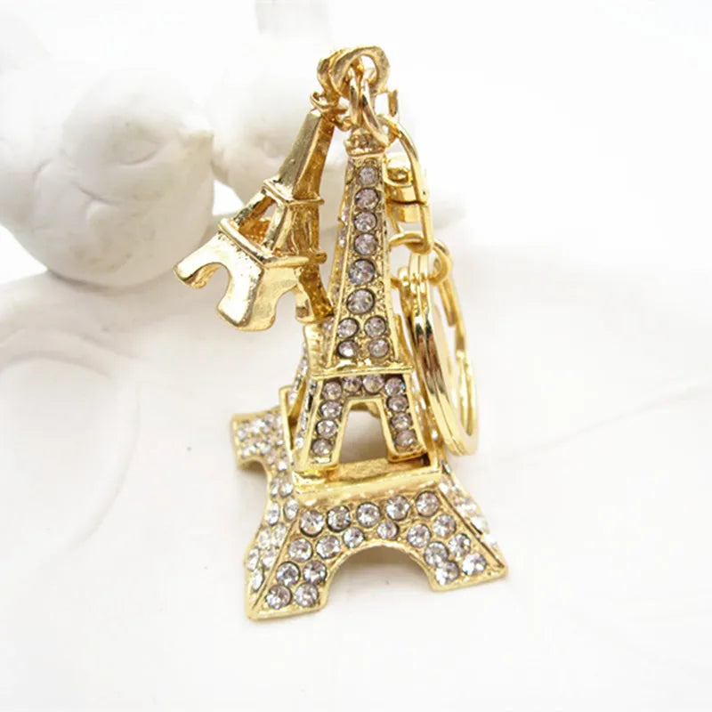 2024 Paris Eiffel Tower Rhinestone Keychain Decoration Promotional Gift Keychain Pendant Souvenir Eiffel  Tower Keychain