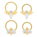 Wholesale G23 Titanium F136 Nose Hoop Bat and Bee Shape Earring Segmented Ear Tragus Clips Hinge Ring for Women Piercing Jewelry