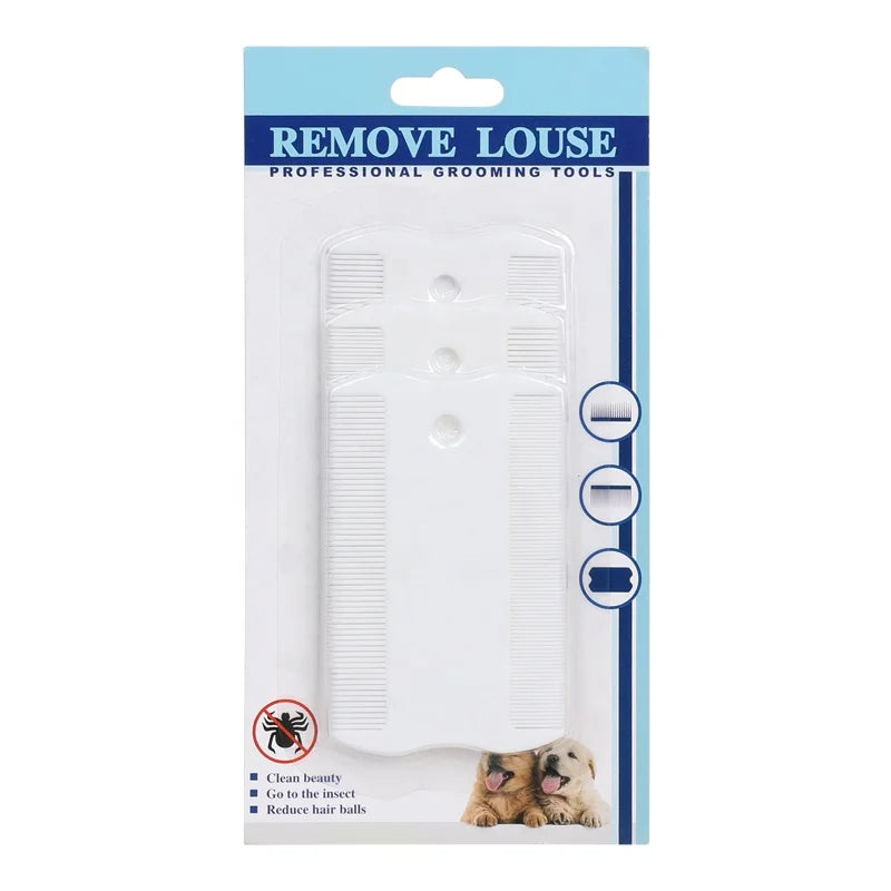 Factory Wholesale Custom Logo 3 in 1 Small Double Sided Pet Lice Hair Comb Dog Cat Flea Grooming Comb