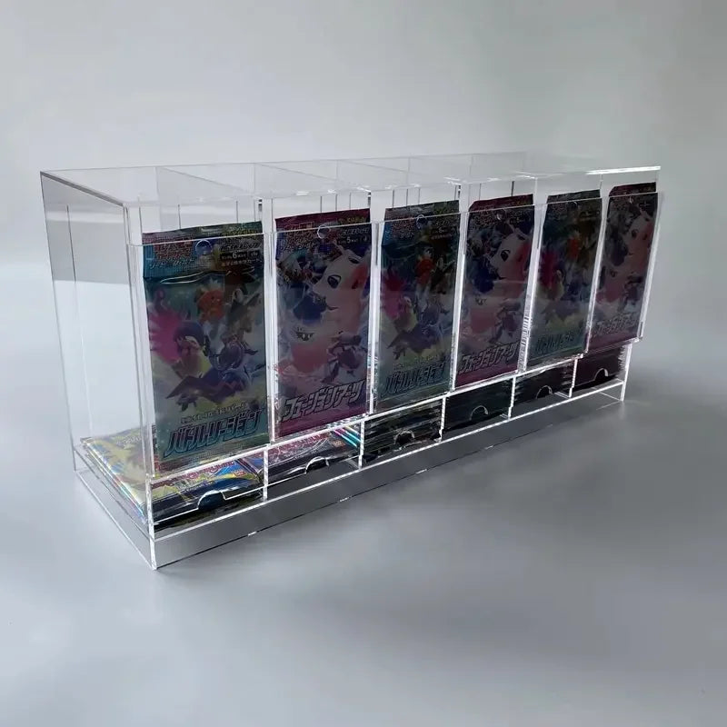 Acrylic 6 Slot Booster Pack Dispenser for Pokemon TCG MTG YuGiOh Trading Card Display Storage Stand Custom UV Resistance