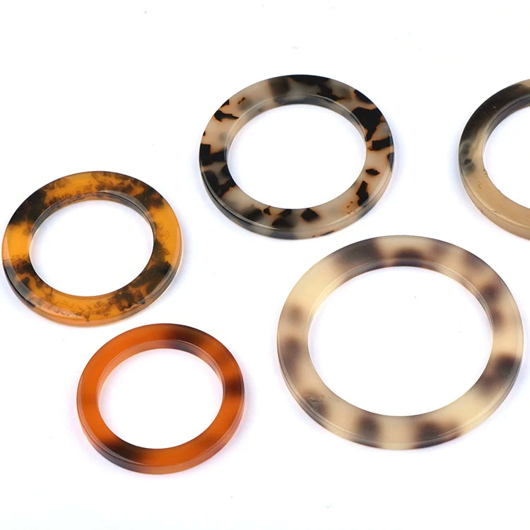 Round Resin Plastic Shell Nickel-Free Tortoiseshell Buckles Ring in Tortoise Shell Great for Bikini Tops and Swimsuit Bosylon