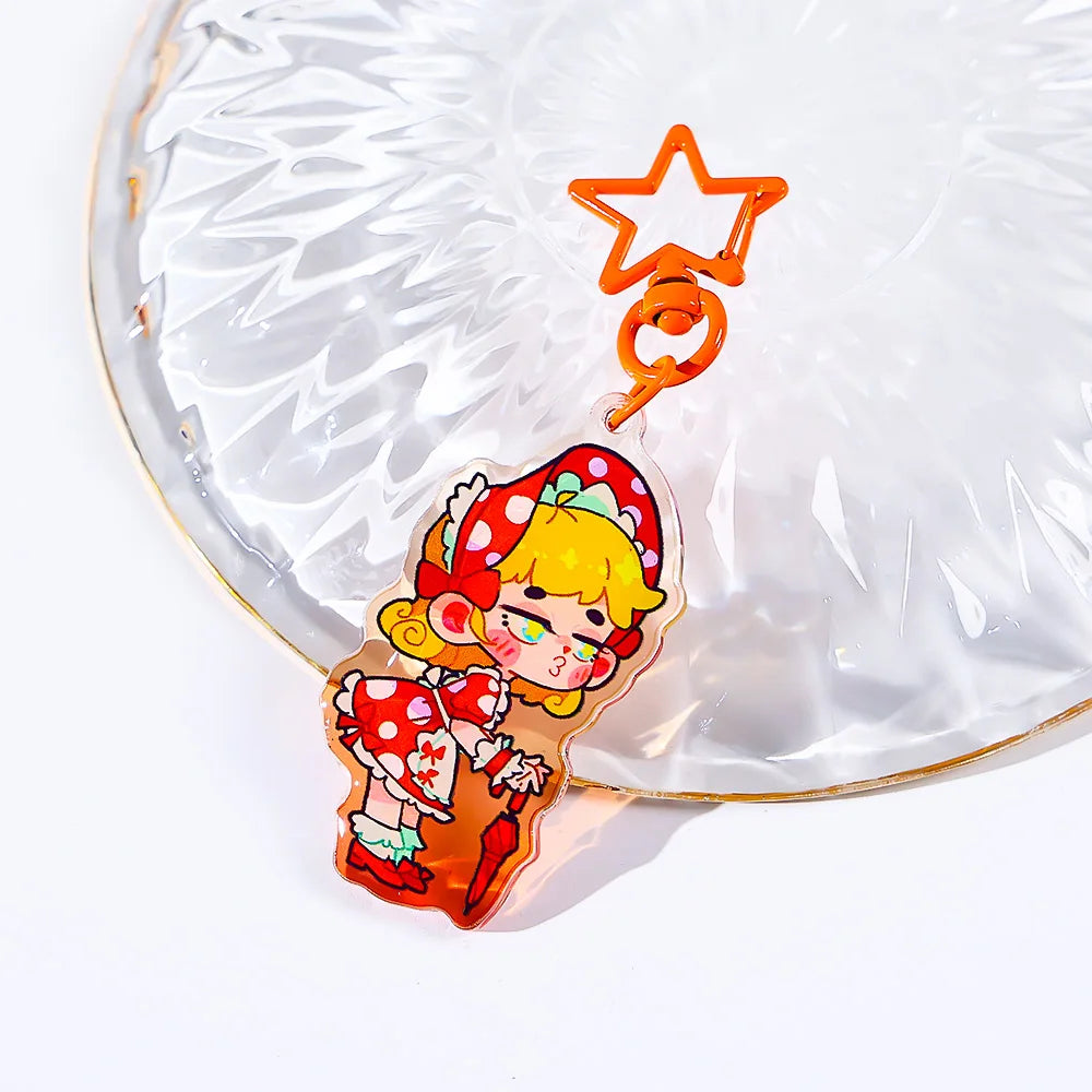 CNAWO Custom Clear Anime Girl Glitter Epoxy Resin Acrylic Keychain Charms UV Printed Metal and Plastic Material