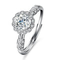 Somen Zirconia Hand 925 Silver Adjustable Flower Ring Fashion 1ct Moissanite Women's Flower Engagement Ring Jewelry Gift