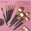 Professional Vegan Cosmetic Set Gold Black Concealer Blending Makeup Brushes 10-Piece Kit
