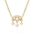 Daidan Women Necklace Jewelry Tassel Zircon Sterling Silver Evil Eye Necklace