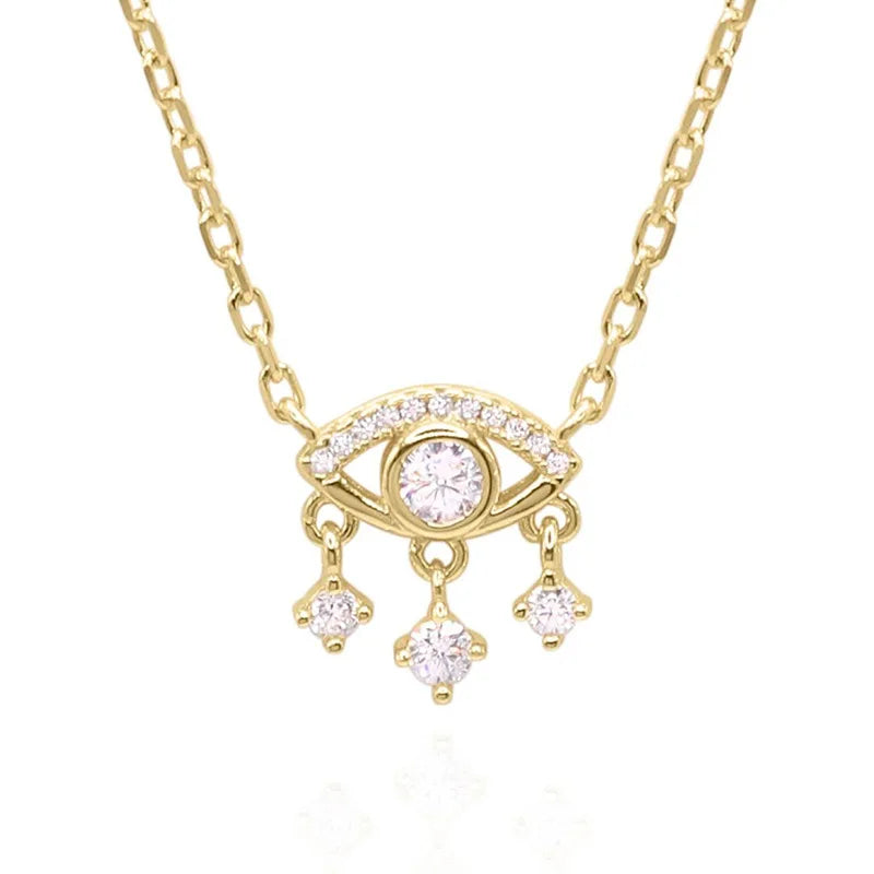 Daidan Women Necklace Jewelry Tassel Zircon Sterling Silver Evil Eye Necklace