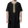 2025 Summer Short Sleeve Embroidered Robe for Men Middle Eastern Style Polyester Side Pocket XXL Available Muslim