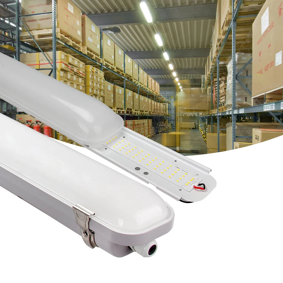 Warehouse 4FT 40W 50W 60W LED Linear Light Hanging IP66 Batten Light Tri-Proof Lighting Fixture for Warehouses