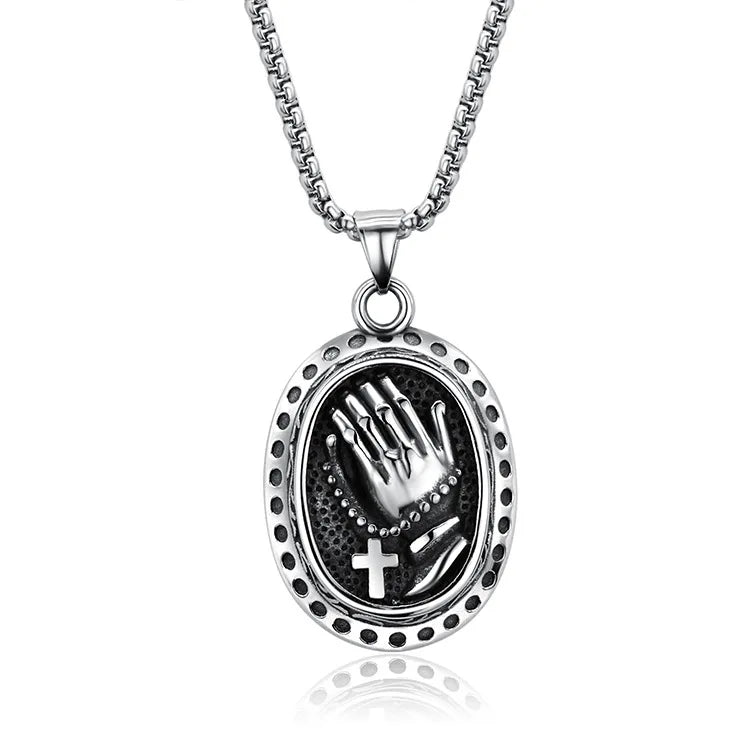 Direct Manufacturer Stylish Stainless Steel Buddhist Prayer Disc Pendant Hip-Hop Inspired Necklace for Men Fine Pendants Charms