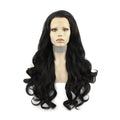 Celebrity Body Wave180% Density Preplucked Natural Hairline  #2 Black Color 28inch Synthetic Lace Wigs Heat Resistant