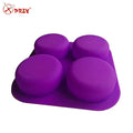 4 Cavity Round Shape Silicone Mold for Handmade Soap Making Cake Baking