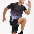 2 Piece Set Men Jogger Fitness Tracksuit 100% Polyester Breathable Shorts and Shirt Set for Men