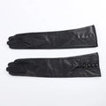 Fashion Women Touch Screen Red Arm Warmers Length Leather Gloves Elbow