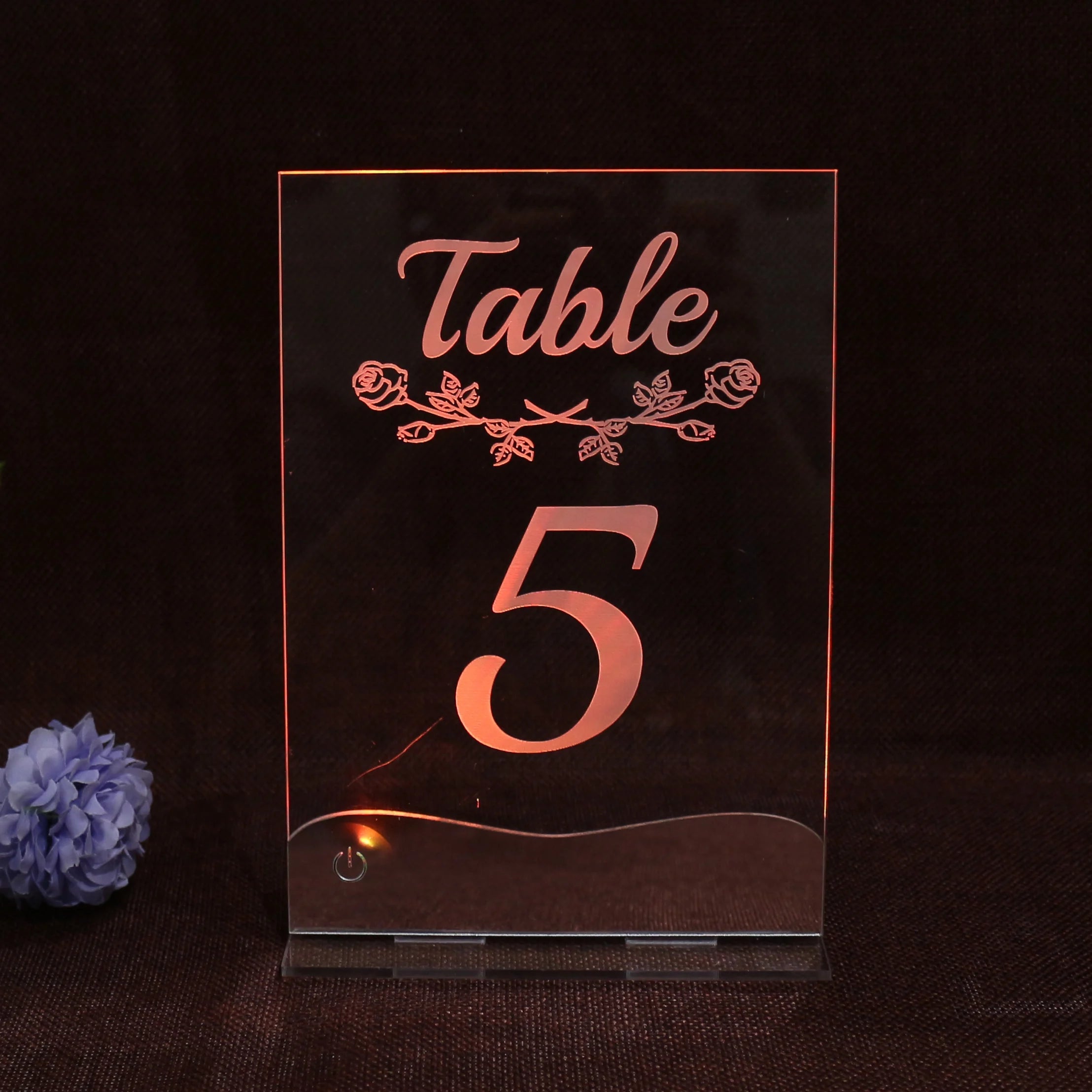 Led Acrylic Table Number Card with Stand for Wedding Party