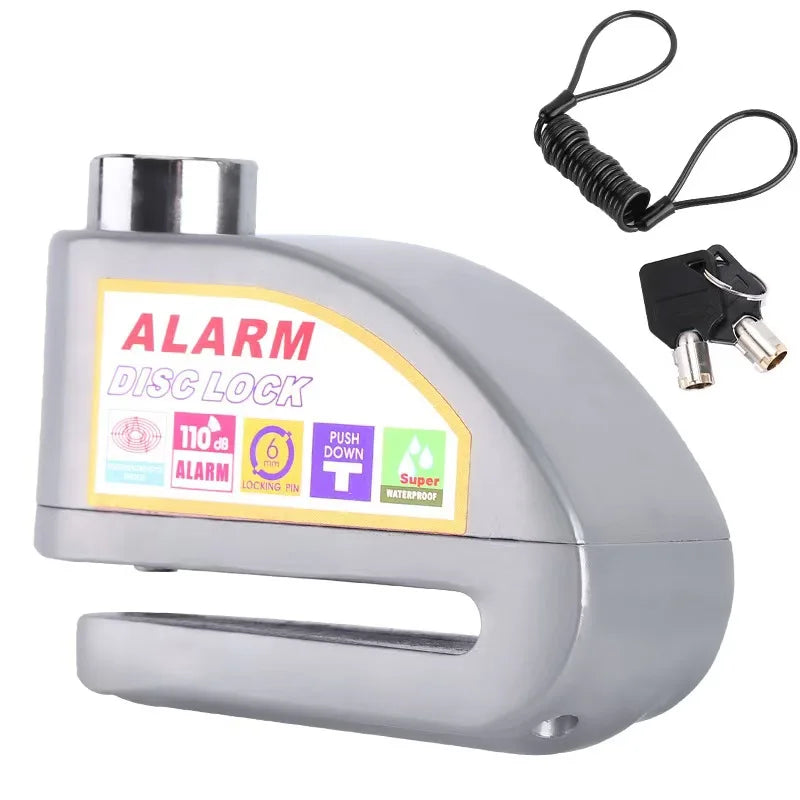Anti-theft Wheel Candado Waterproof & Durable Alarm Disc Lock for Motorcycle & Bicycle Key Unlock