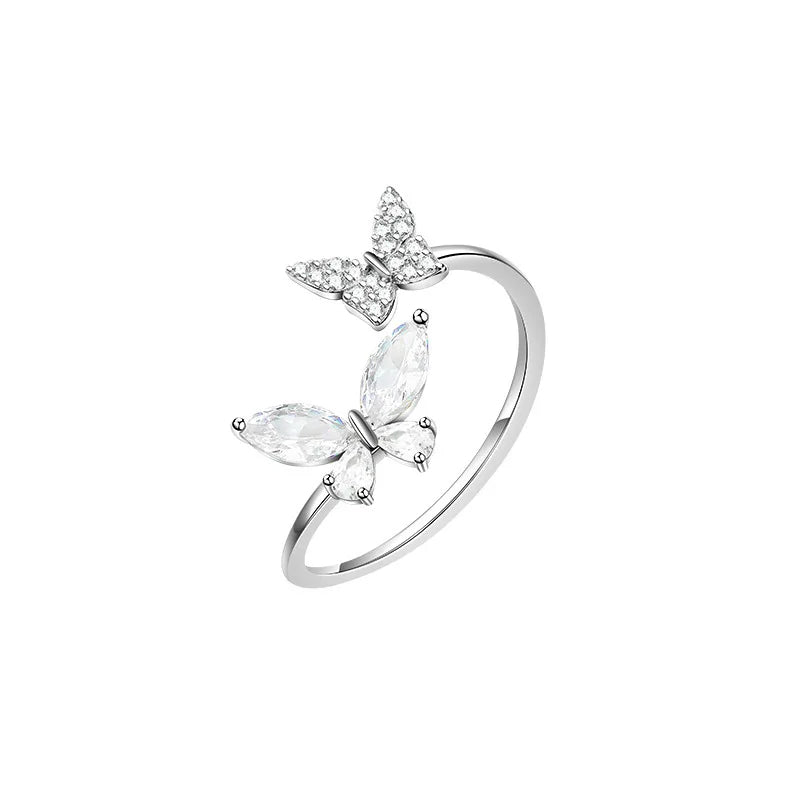 Fashion Butterfly Opening Personality Ring Female Design Niche Light Luxury High Sense Adjustable Ring for Women Girls