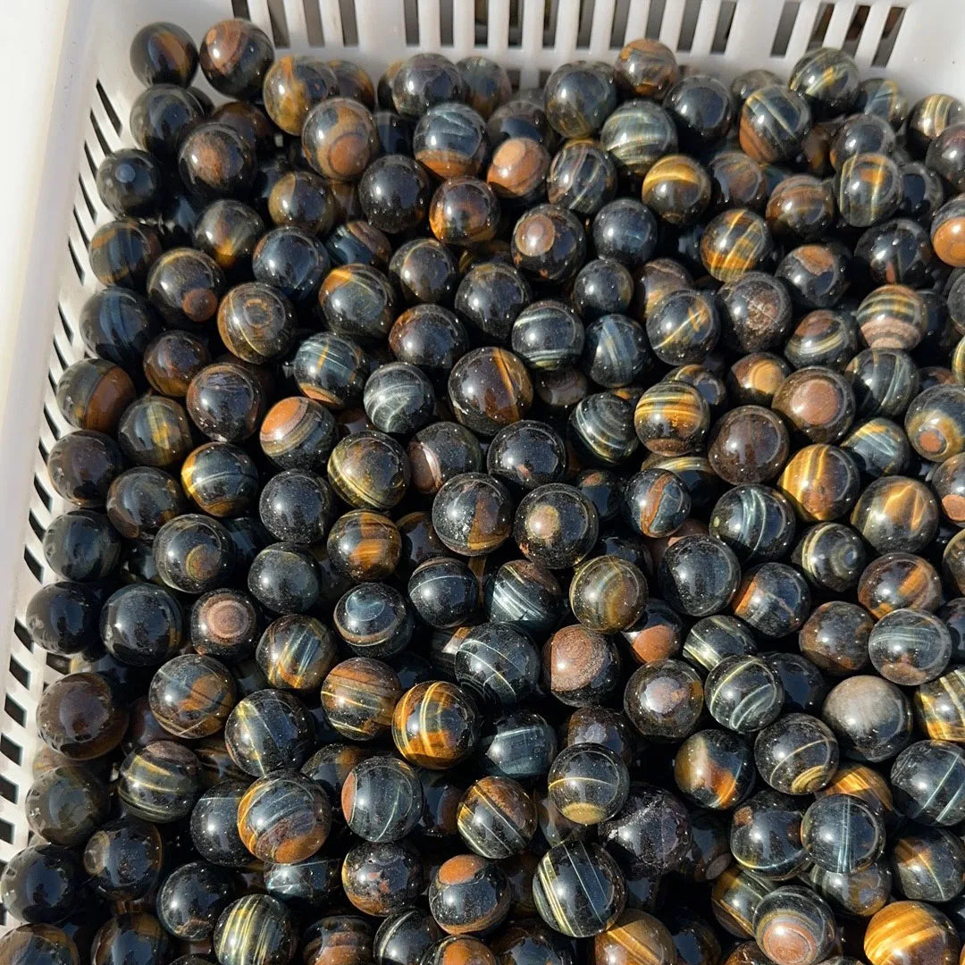 Factory Sale Polished Crystal Beads Natural Blue Tiger Eye Stone Scattered Loose Beads Other Crystal Crafts