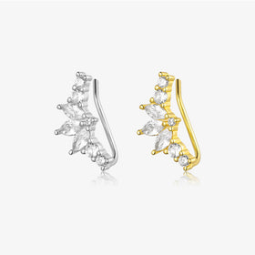 FUAMAY Marquise Cut 925 Sterling Silver Simple Drop Earrings Marquise Zircon Crown Earrings