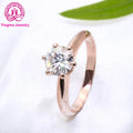 Classic 1ct Rose Gold Plated Moissanite Rings 925 Sterling Silver Rings Moissanite Diamond Wedding Engagement Rings for Women