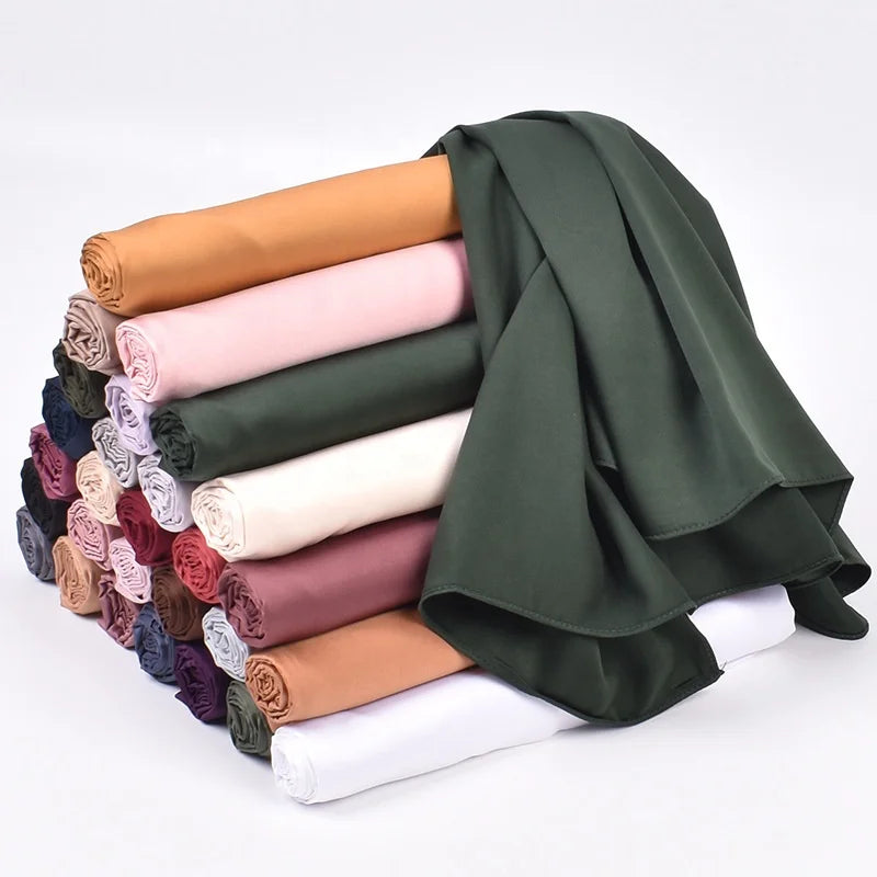 Zifeng OEM Stylish Turban Instant Wholesale Plain Satin Silk Scarf Hijab
