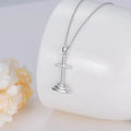 Religious Theme Jewelry S925 Sterling Silver Rhodium Plated Cross Pendant Necklace