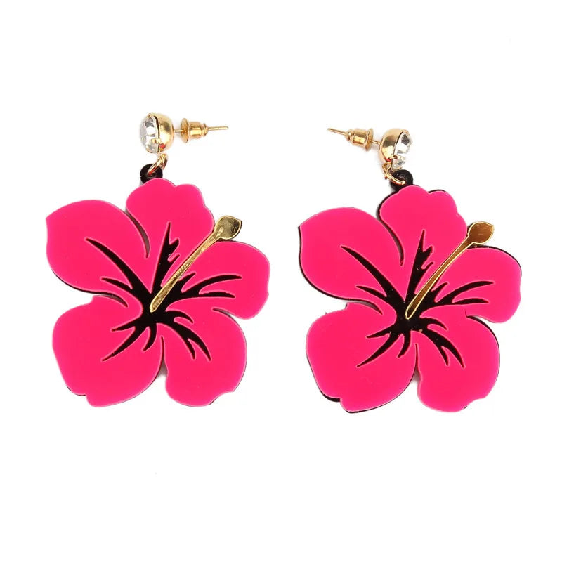 Partysu Dangle Earrings Party Temperament Plant Resin Plum Beautiful Flower Women Acrylic Drop Earrings