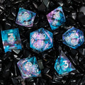 In Stock 7pcs Resin Liquid Dice Set D20 Shape 16mm Size with Custom Logo for Dungeons and Dragons RPG Board Game Playing