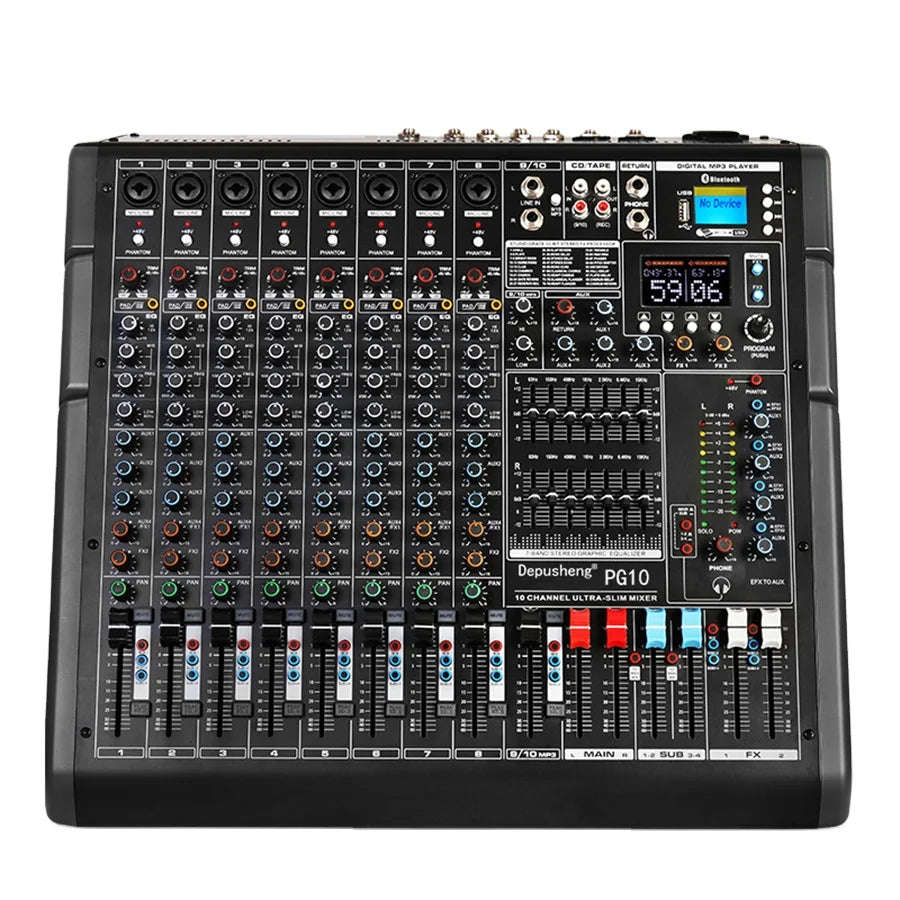 Depusheng PG10 Professional Built-in  99 Types of Stereo Reverbs 10 Channels Mixing Console for Outdoor Stage Performance