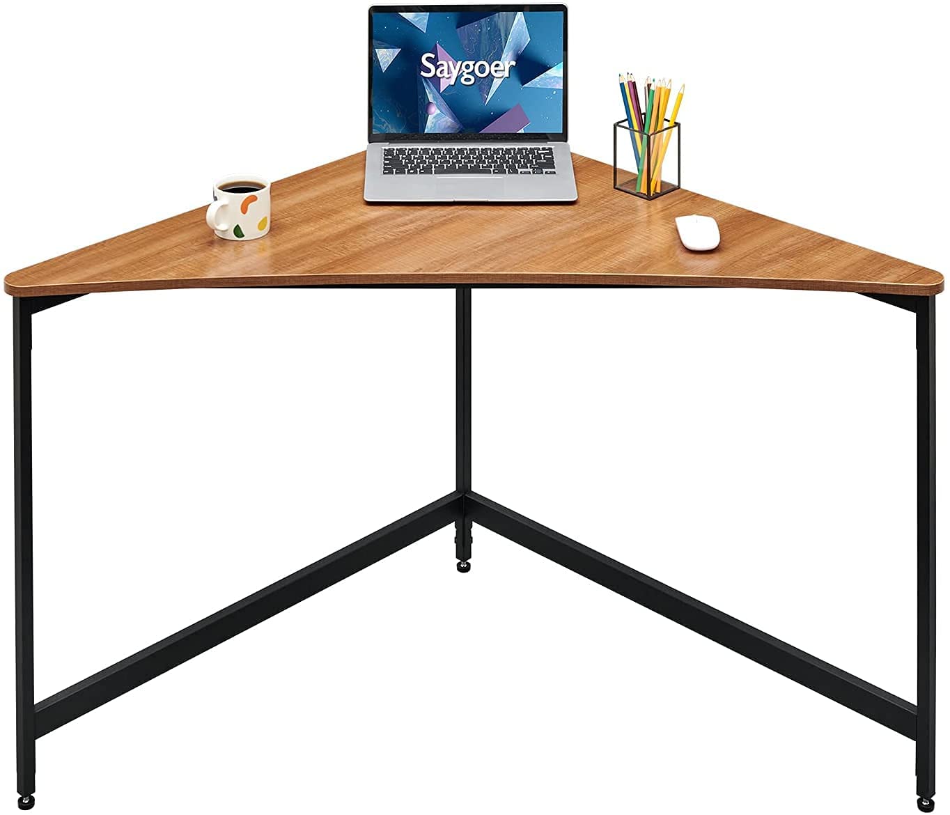 Industrial Foldable Metal Corner Desk Triangle Computer Home Office Workstation Laptop Gaming Table Study Writing Student