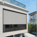 Electric Zip Model Metal Roller Shades Windproof Waterproof with Blackout Features Remote Control for Patio Use Box Included