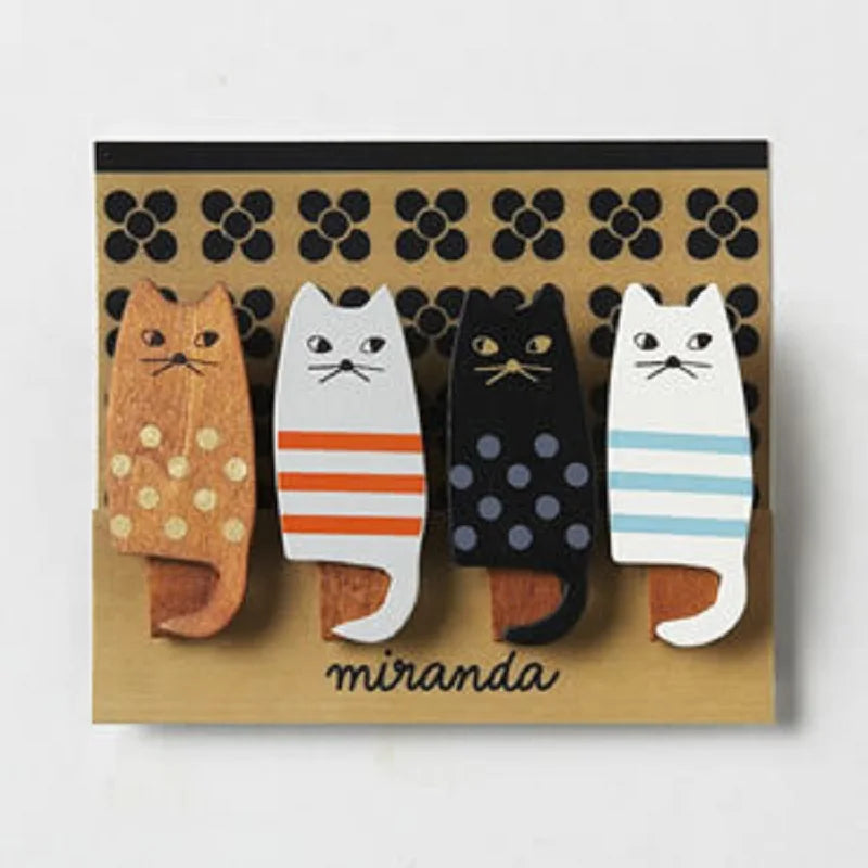 4pcs/pack Cat Wooden Clips Photos Wholesale Stationery Message Folder Photo Cards School Office Supplies Zhejiang Model