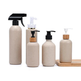 Cosmetic Packaging 30ml 100ml 250ml 300ml 500ml Wheat Straw Biodegradable Shampoo PE Plastic Pump Bottle with Lotion Dispenser