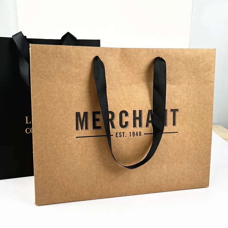 Personalized Custom Brown Kraft Paper Shopping Bags Twisted Paper Handle Recycled Materials Luxury Design Supermarket Promotion
