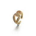 Shescity Trendy Opening Gold Plated Brass Material Zircon Rings Minimalist Knot Designer Women Finger Rings Jewelry
