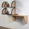High-quality Natural Nordic Wooden Wall Mount Shelf Rattan Wall Shelf
