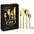 430 Stainless Steel Luxury Western Black Retro Elegant Wedding Golden 24pieces Flatware Restaurant Brand Cutlery Set Modern Gift