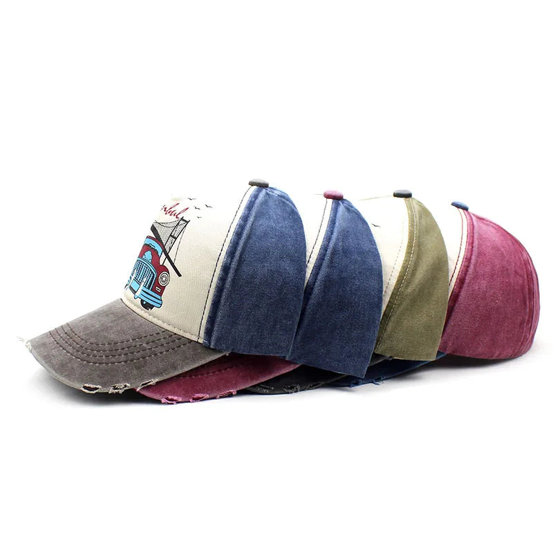 OEM ODM Manufacturer Unisex Vintage Distressed 5 Panel Sports Baseball Cap Custom Printed Logo Washed Cotton Street Style Hat