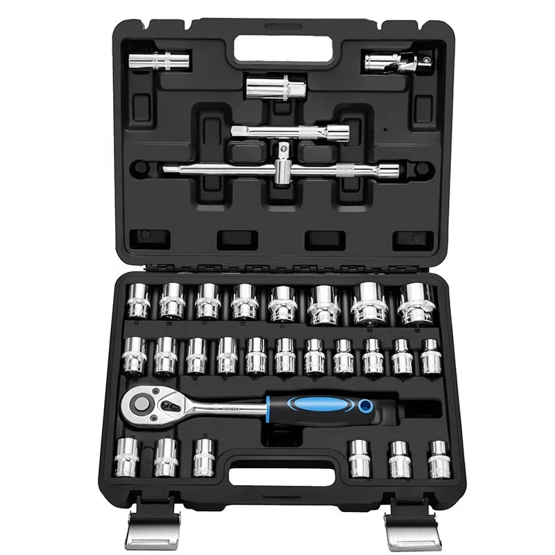 Car Repair Tools 32piece Socket Ratchet Wrench Set Work Tools Herramientas De  Steel Multi Function Tool with Hammer