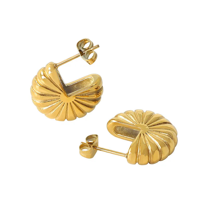 Personalized Creative New Design Stainless Steel 18k Gold Plated Jewelry Chrysanthemum Stud Earrings