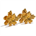 JINYOU 2572 New 316 Stainless Steel Stereoscopic Flower Golden Earrings Women Statement Charm Texture Rust Proof Trendy Jewelry