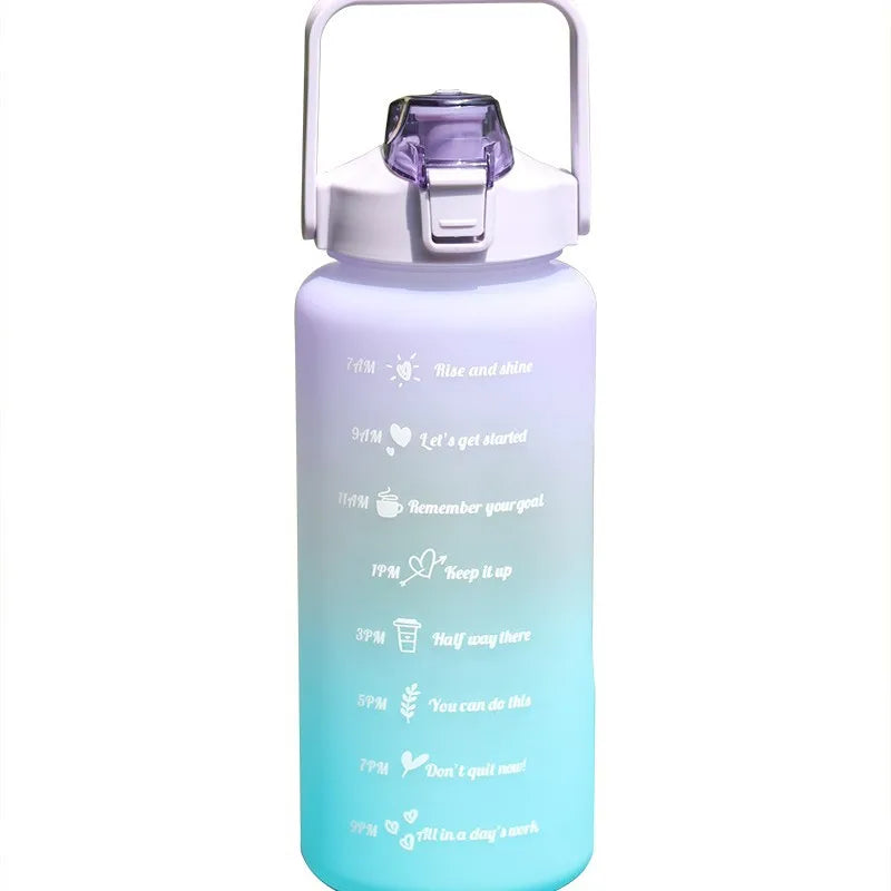 Factory Customize 2 Litre PC Plastic Motivational Water Bottle with Time Marker Custom Gradient Color